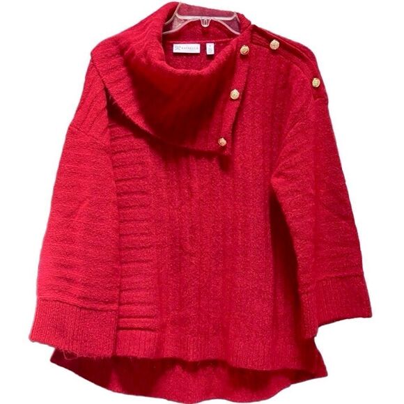 Rafaella Cowl Neck 3/4 Sleeve A-Line Sweater in Red/Black Heather Women’s M - Picture 1 of 7